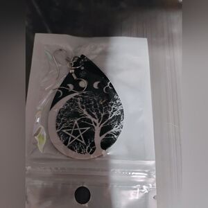 New Black and White Tree Moon Earrings